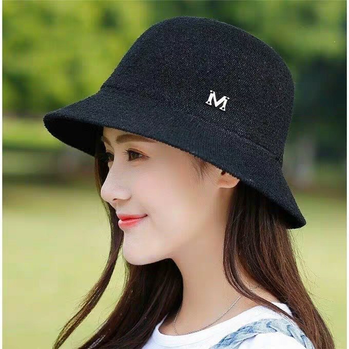 Mũ cói nữ chữ M rộng vành