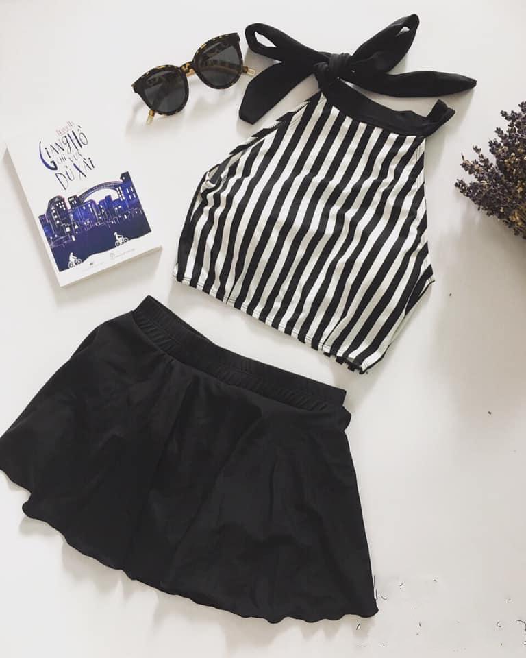 [HCM]Bikini yếm sọc kín đáo