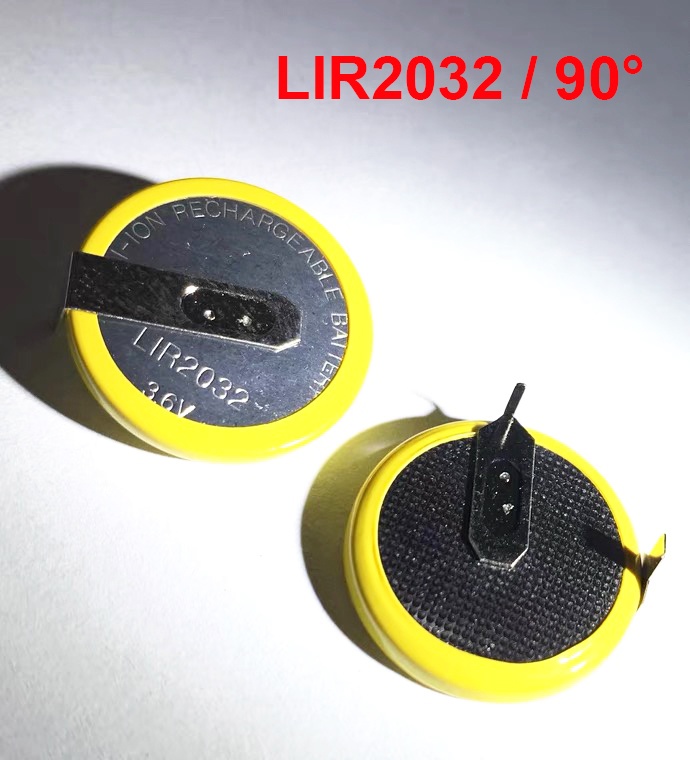 Pin sạc LIR2032 3.6V chân hàn 90 độ
