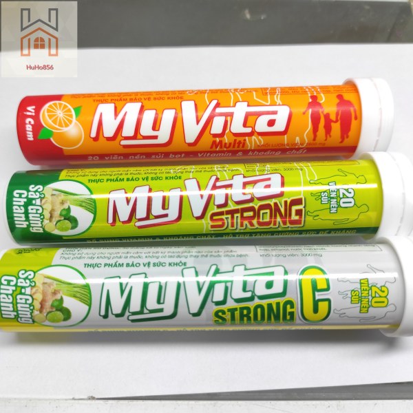 Myvita Multi Cam & Myvita Strong C Sả - Gừng - Chanh & Myvita Strong - Viên Sủi Bổ Sung Vitamin C, Hỗ Trợ Tăng Cường Sức Đề Kháng