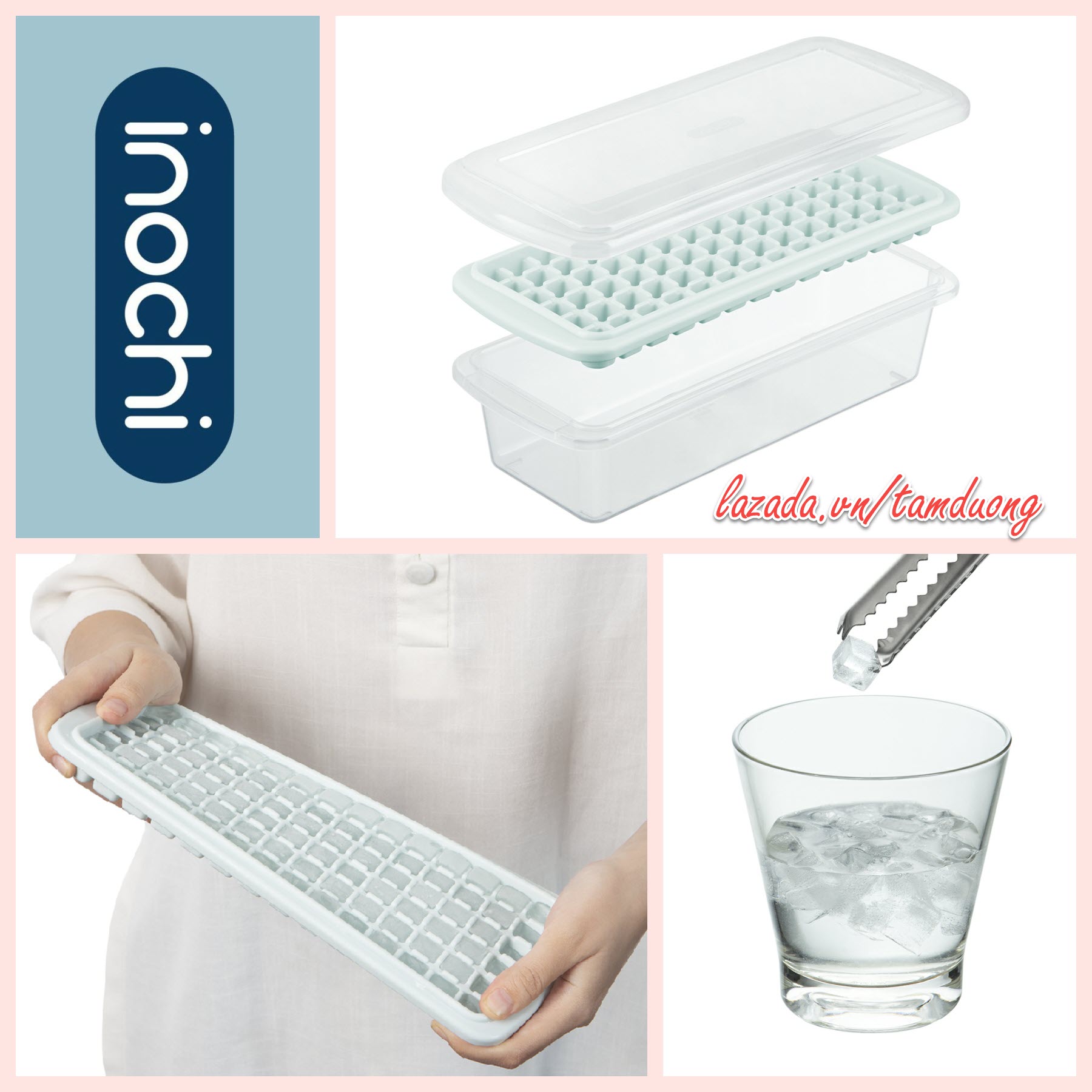 Khay đá vuông Inochi 84 viên (có thể làm đá, làm thạch, trữ đồ ăn dặm) [HCM-Giao hoả tốc 2h]