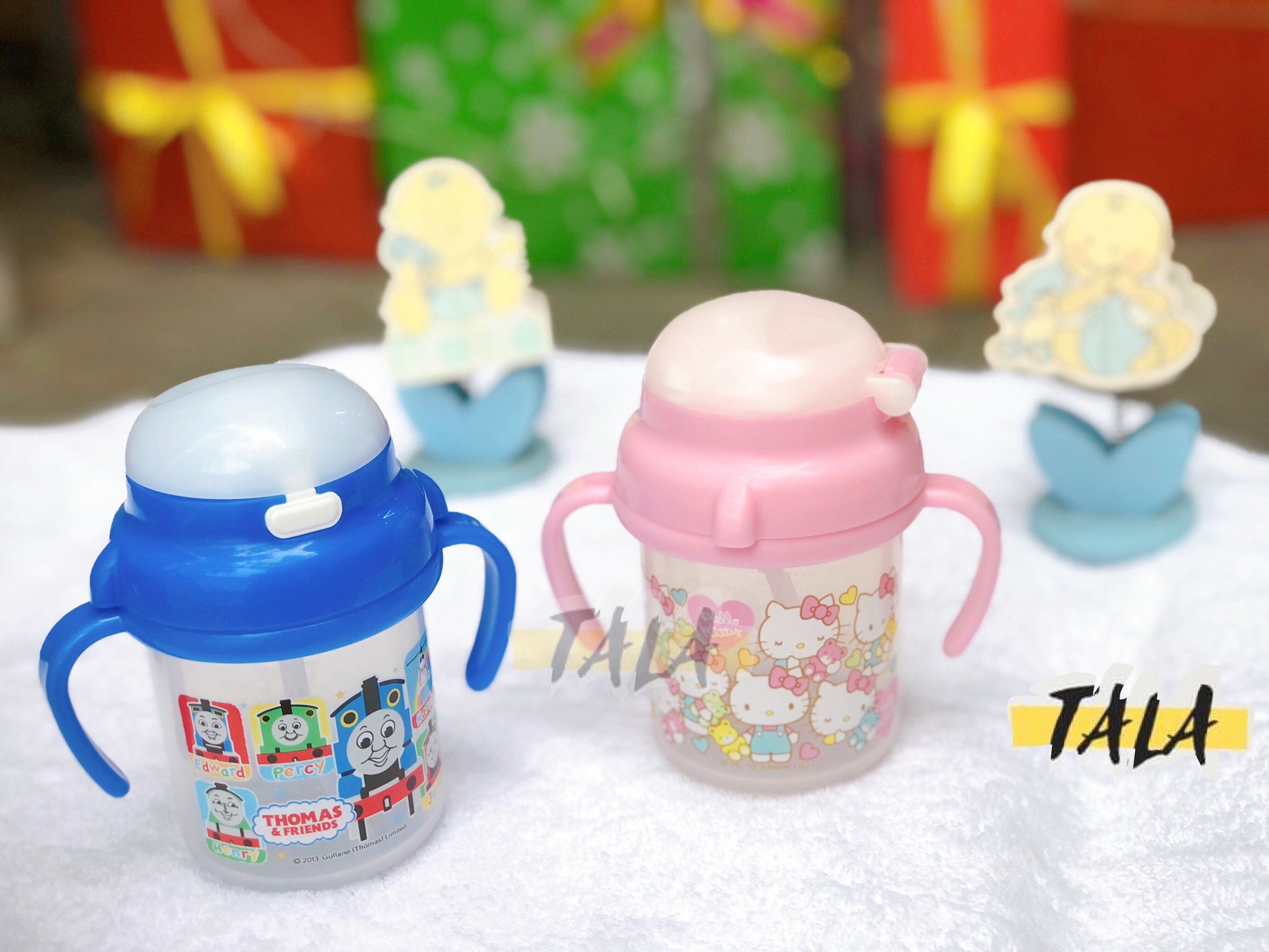 [HCM]Bình nước vòi hút hình Hello Kitty / Hoạt hình Thomas