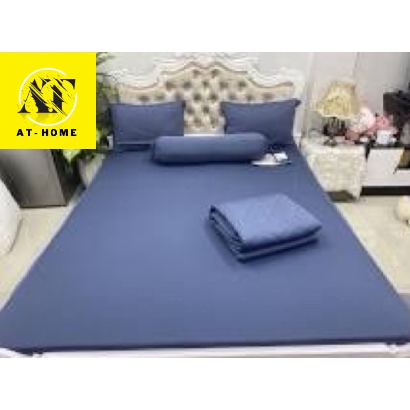 Bộ 4 món ga gối thun mát mềm cao cấp at home - xám xanh