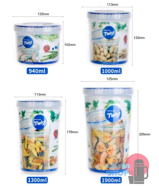 Hộp bảo quản Lock&Lock Twist 150ml-1.9L (LLS111, LLS113, LLS121, LLS122, LLS123, LLS131, LLS132, LLS133, LLS141, LLS143)