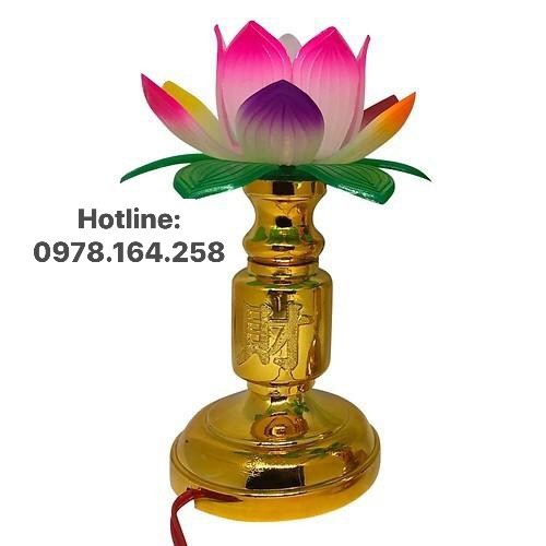 [HCM]Cặp đèn bàn thờ hoa sen cao 18 cm - HS03