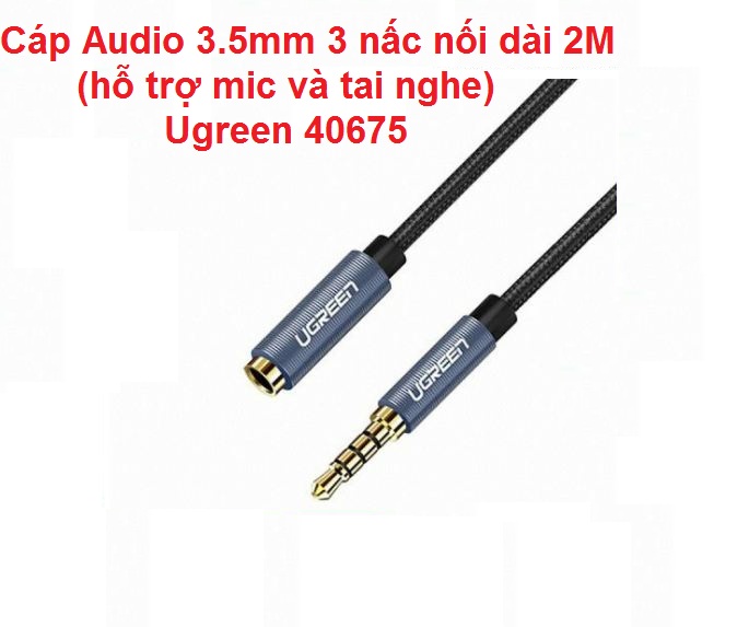 Cáp nối dài Audio 3.5mm 3 nấc 2M Ugreen 40675 Chính Hãng