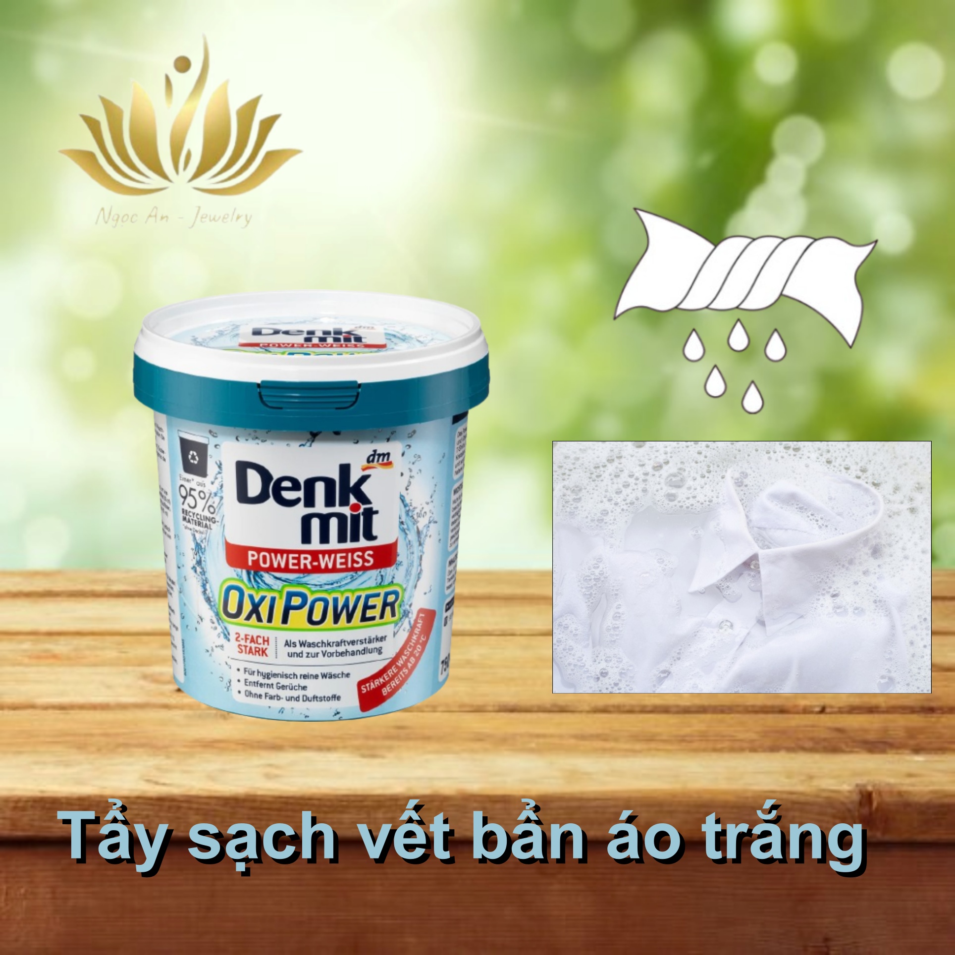 Bột giặt tẩy trắng quần áo Denkmit Oxi Power 750gr - Tẩy cả các vết bẩn cứng đầu, lâu ngày