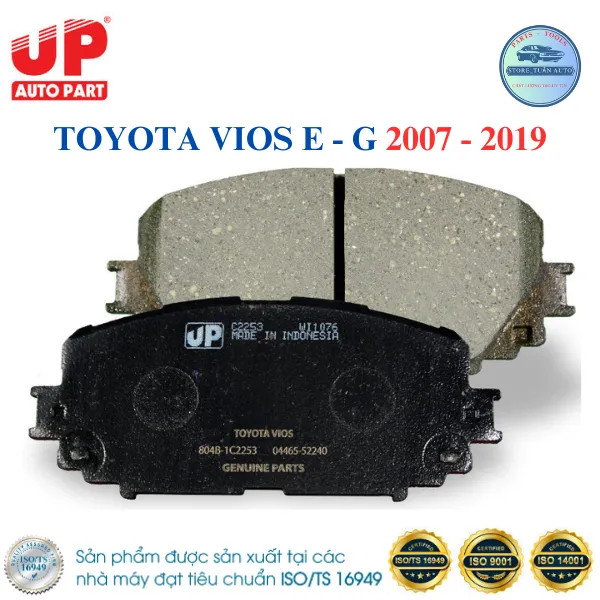 Bố thắng đĩa trước ô tô toyota vios e - g 2007-2019 up parts chính hãng.