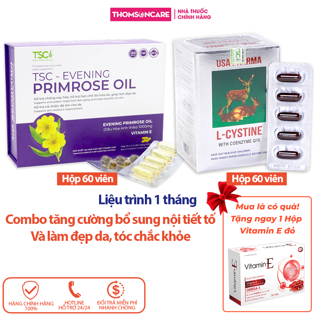Viên uống dầu hoa anh thảo bổ sung nội tiết tố, TSC Evening Primrose Oil làm đẹp da, cấp ẩm - Hộp 60v Thomsoncare