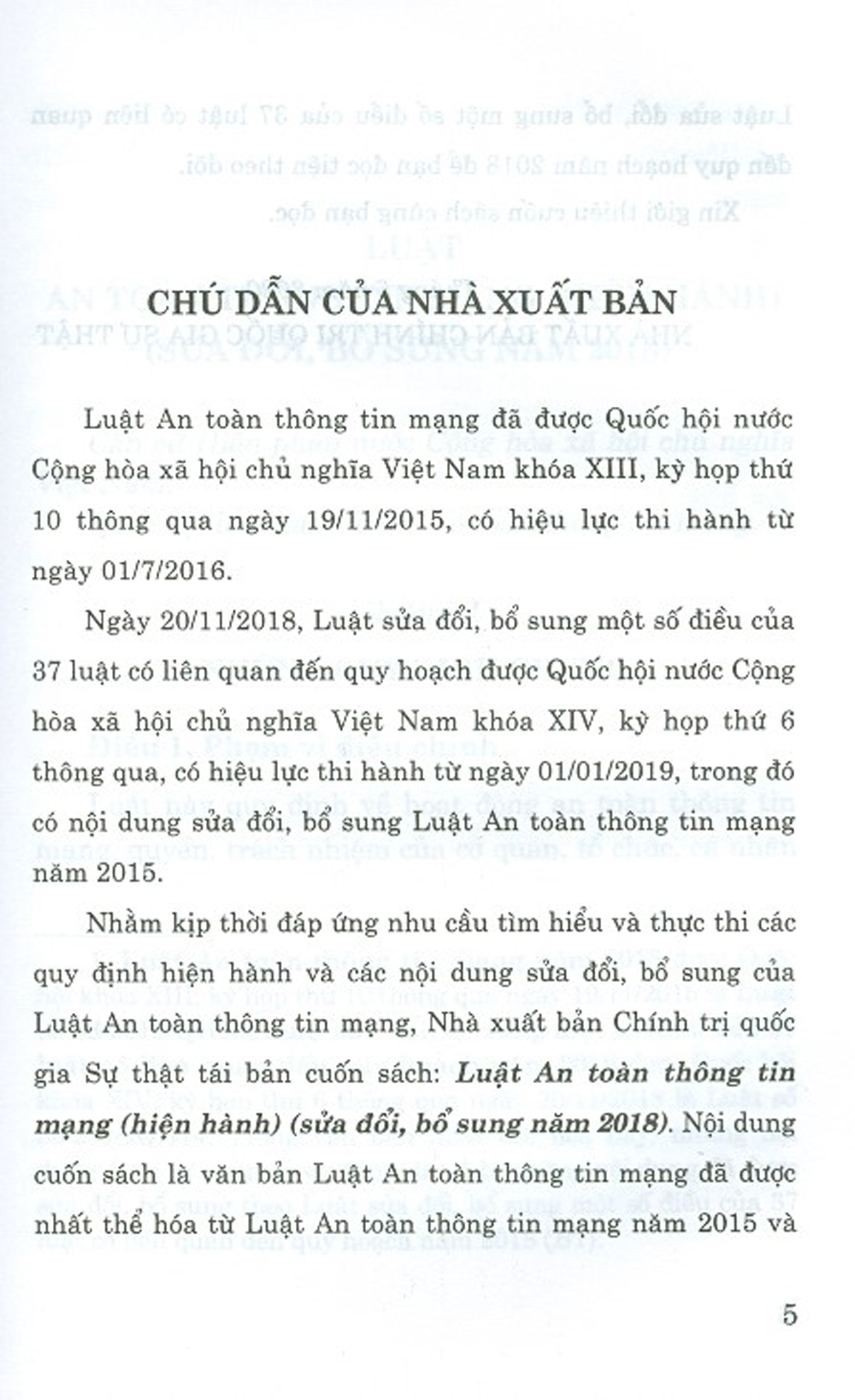 Luật An Toàn Thông Tin Mạng (Hiện Hành) (Sửa Đổi, Bổ Sung Năm 2018)