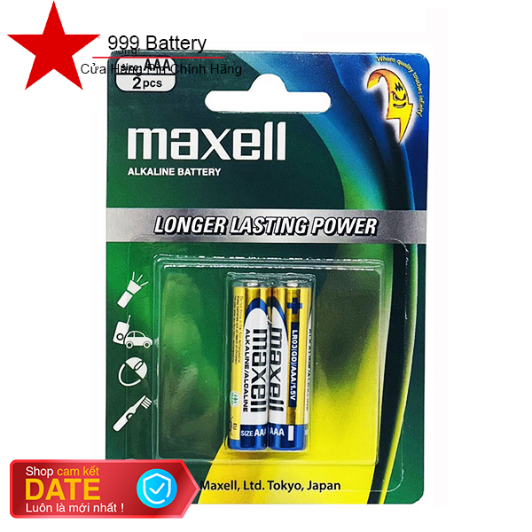 1 vỉ pin AAA Maxell Alkaline, pin đũa Maxell (1 vỉ 2 viên)