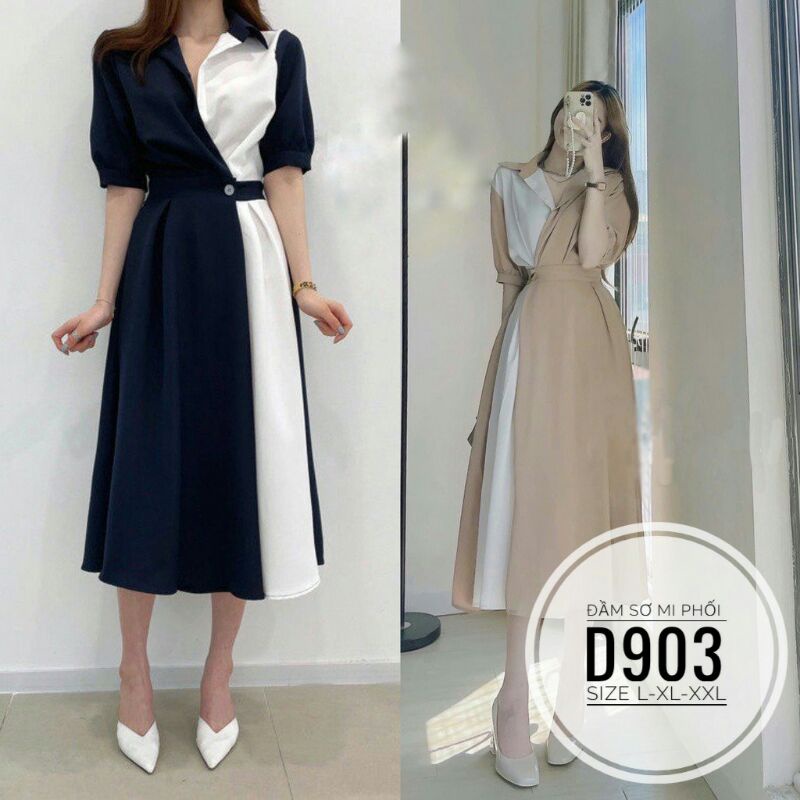ĐẦM CÔNG SỞ BIG SIZE PHỐI MÀU THANH LỊCH