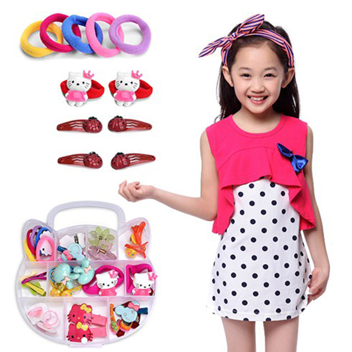 Hộp Hello kitty kèm cột tóc, kẹp mix nhiều mẫu cho bé