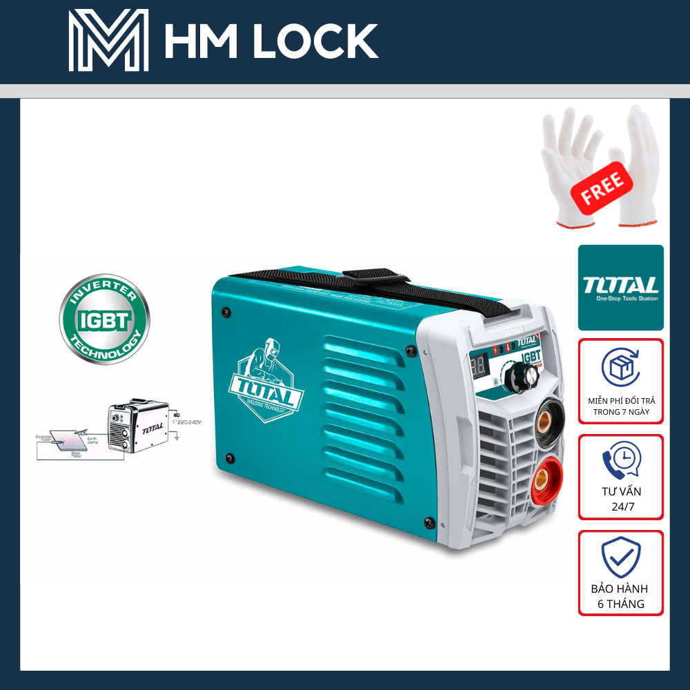 160a máy hàn điện tử total - tặng 1 kèm hàn, 1 max, 1 cây chổi và 1 mặt nạ hàn - hàng chính hãng - tw21606 - hm lock