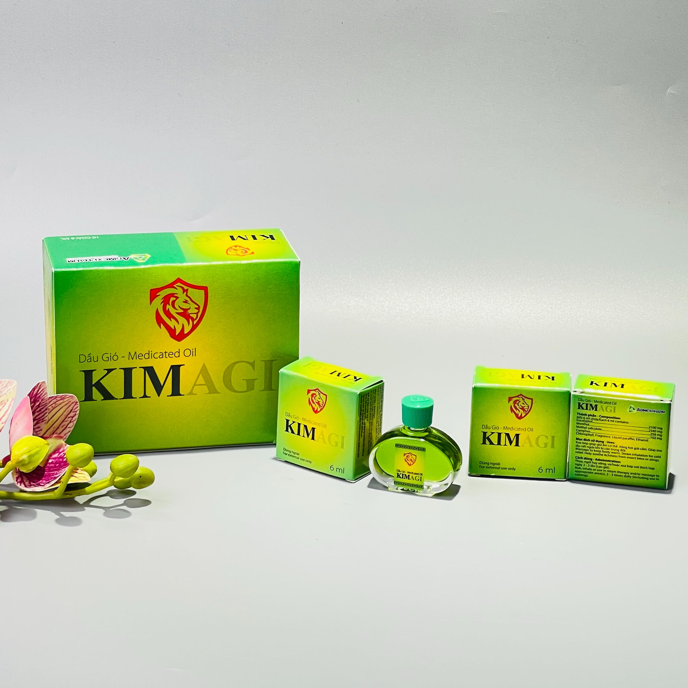 Dầu gió KIM nước Agi Herbal Hương thơm thư giãn, Giữ ấm cơ thể 6ml