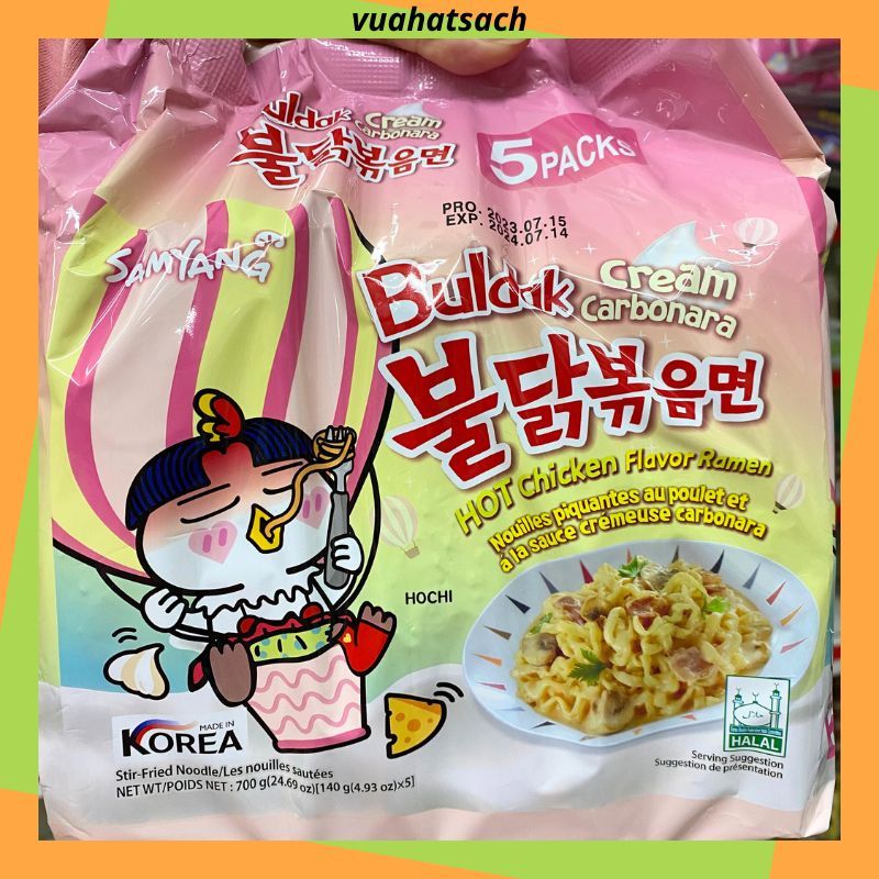 Lốc 5 gói mì Samyang Hàn Quốc đủ vị (cay truyền thống, carbonara, phô mai, cream, quattro, habanero, rose) - Hàng chính hãng Date mới Giao nhanh