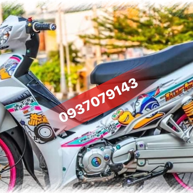 Tem xe sirius xăng cơ mẫu ốc sên dán xe trắng