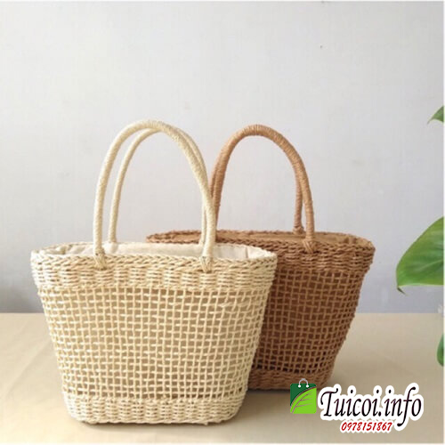 Túi Cói Đan Ô Vintage Form Cứng Cáp