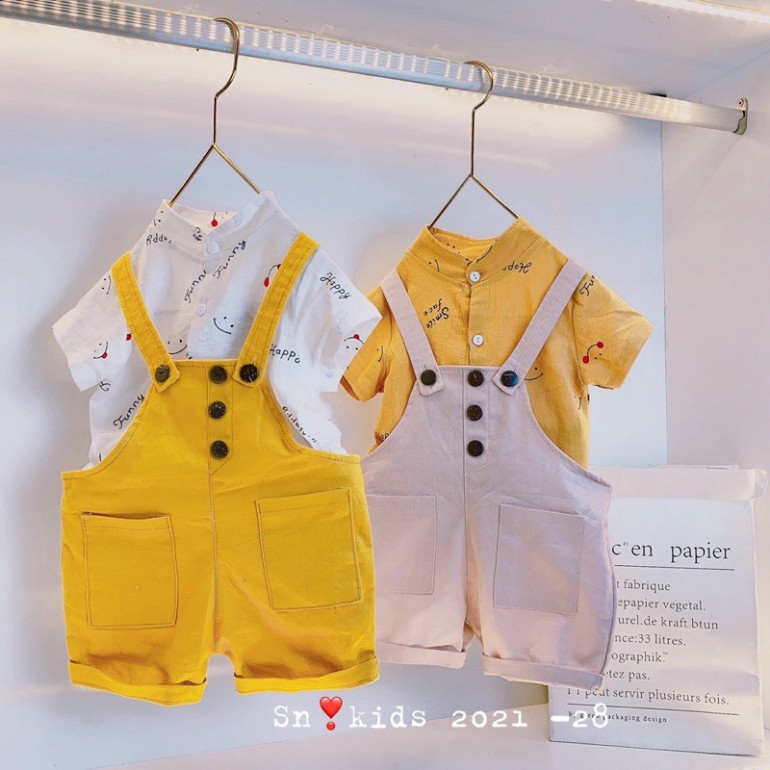 Set Yếm Kèm Áo Cổ Trụ Cho Bé Trai