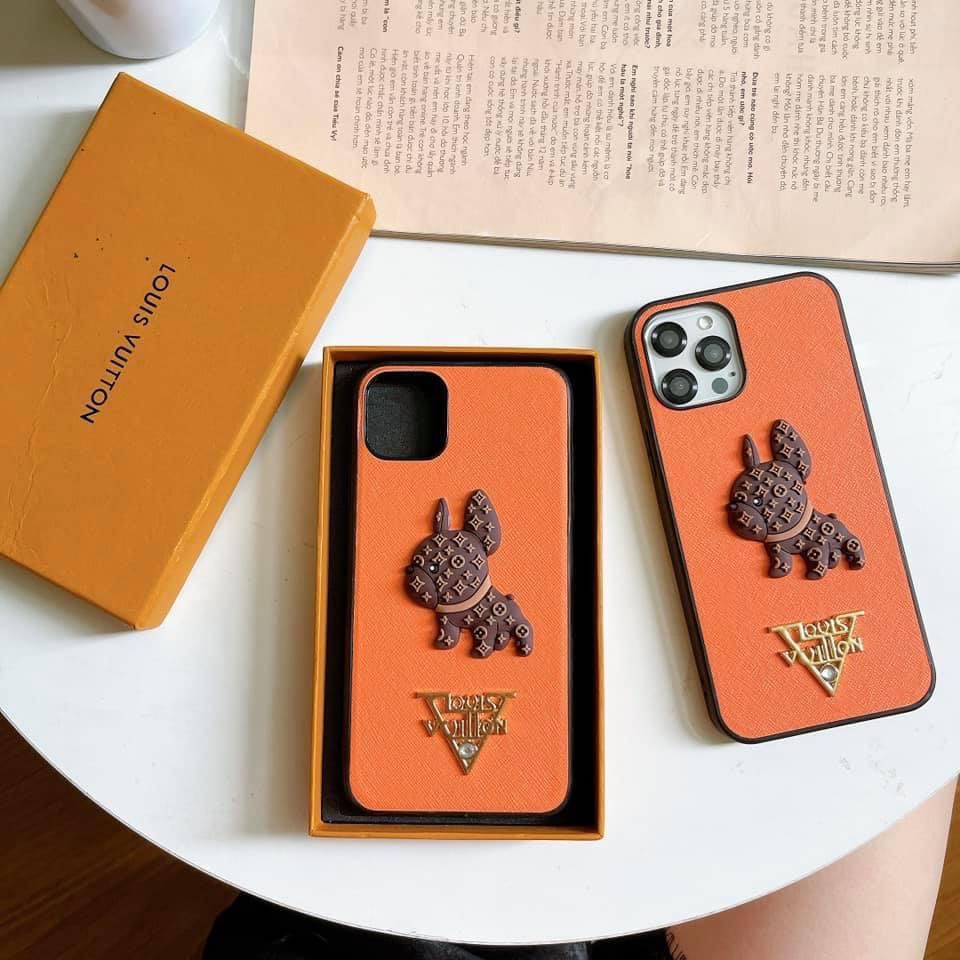 ỐP lưng iphone NHÁM CHÓ LV SILICOL NỔI 4D SANG CHẢNH