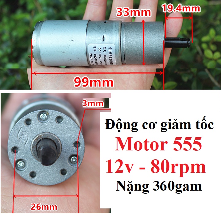 Động cơ giảm tốc cỡ trung motor 550, 775