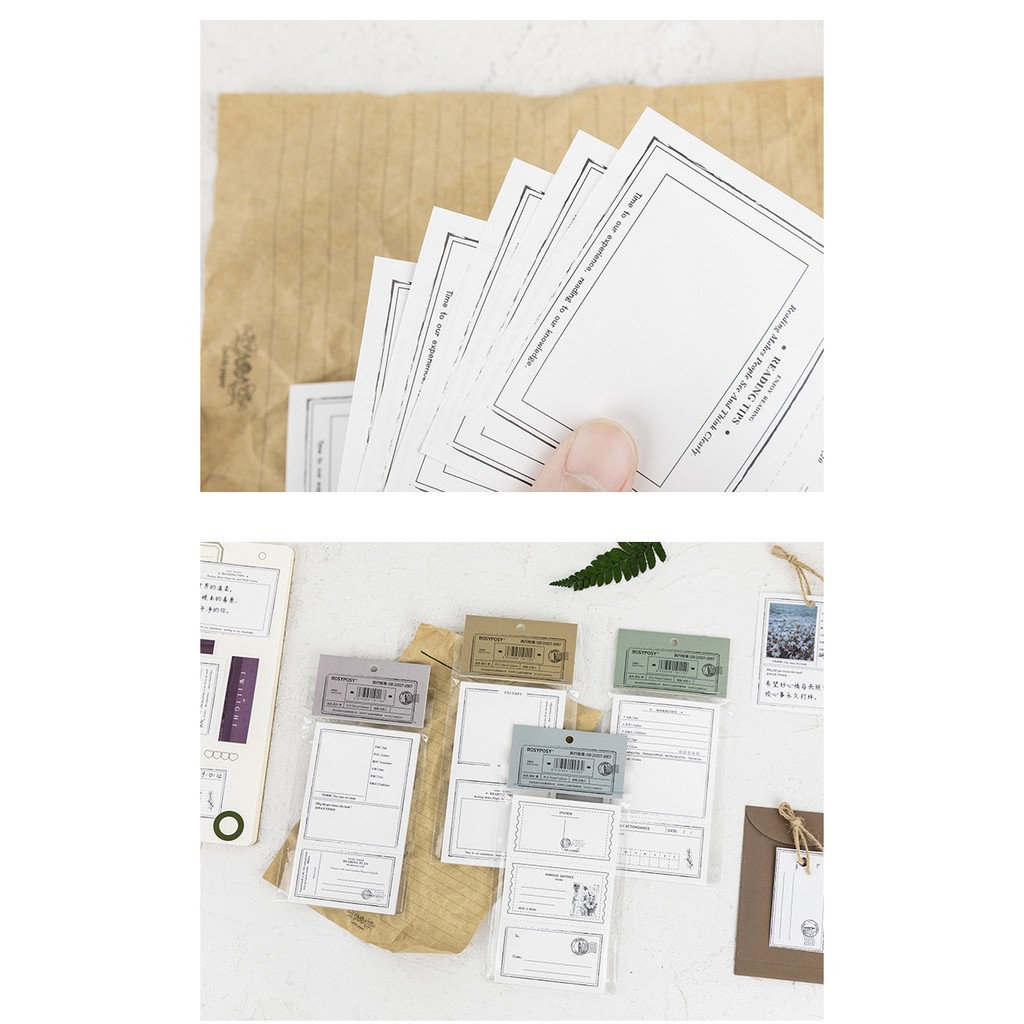 Set 30 vintage tags trắng đen