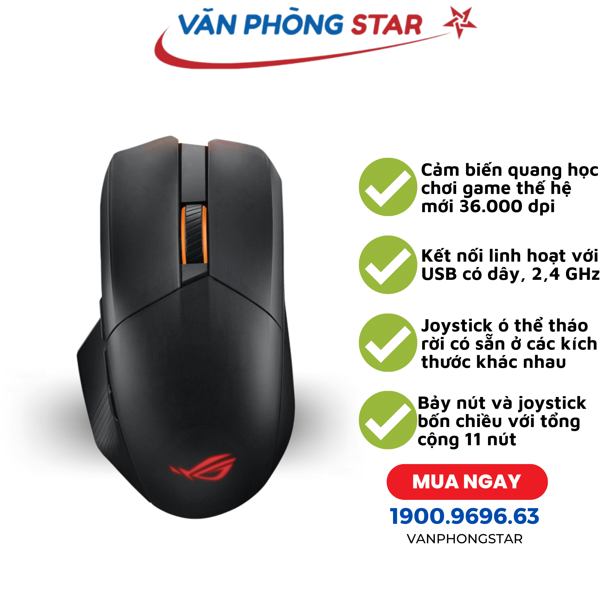 Chuột game không dây Asus ROG Charkram X