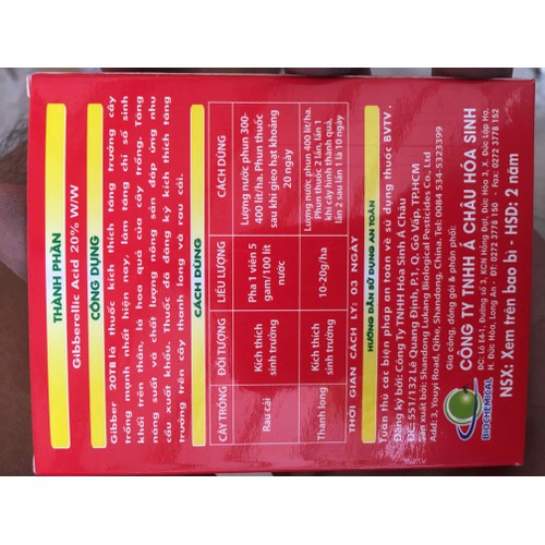 GA3 Phân bón kích thích sinh trưởng Gibber 20% 10gr