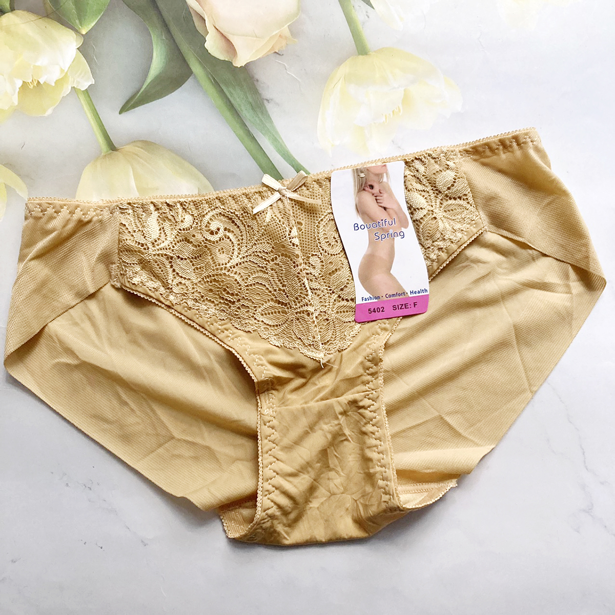 Ql5402 women's beautiful spring lace elastic briefs L 45kg to 52kg underwear