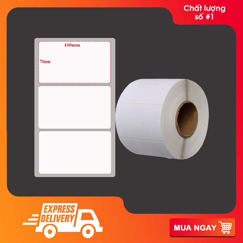 Giấy In Tem Decal Nhiệt 100X70Mm Cuộn 50M