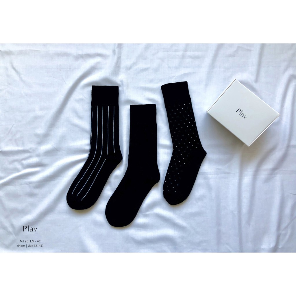 Set 3 đôi vớ nam chấm bi trơn chất cotton - Tất công sở Plav
