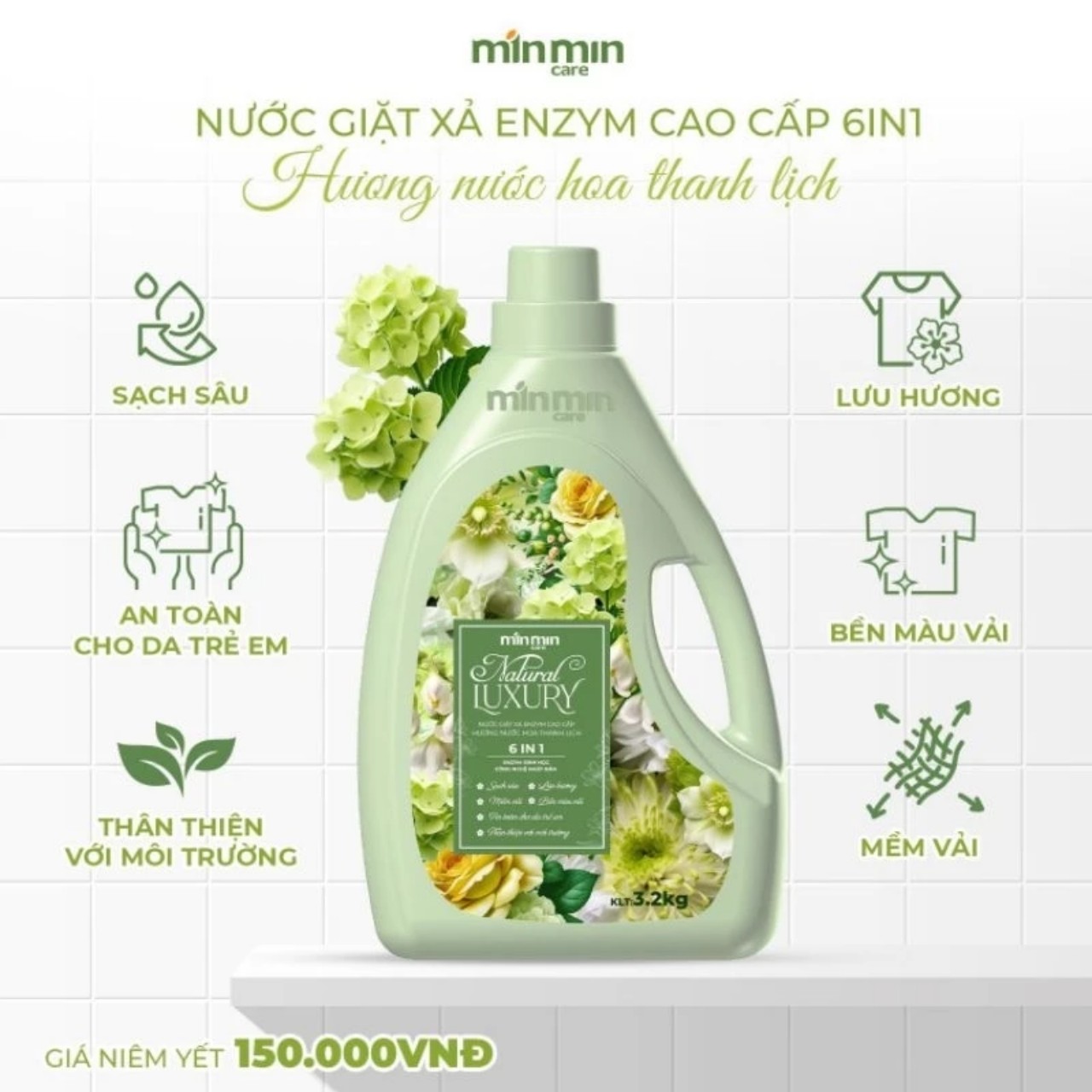 Nước Giặt Quần Áo MINMIN 3,2kg Organic
