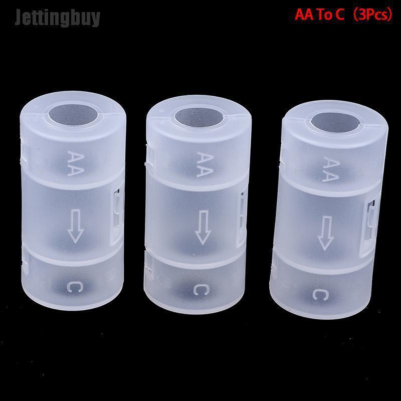 Jettingbuy 3Pcs AAA to AA/ AA to C/ AA to D Battery Adaptor Holder Case Converter Switcher