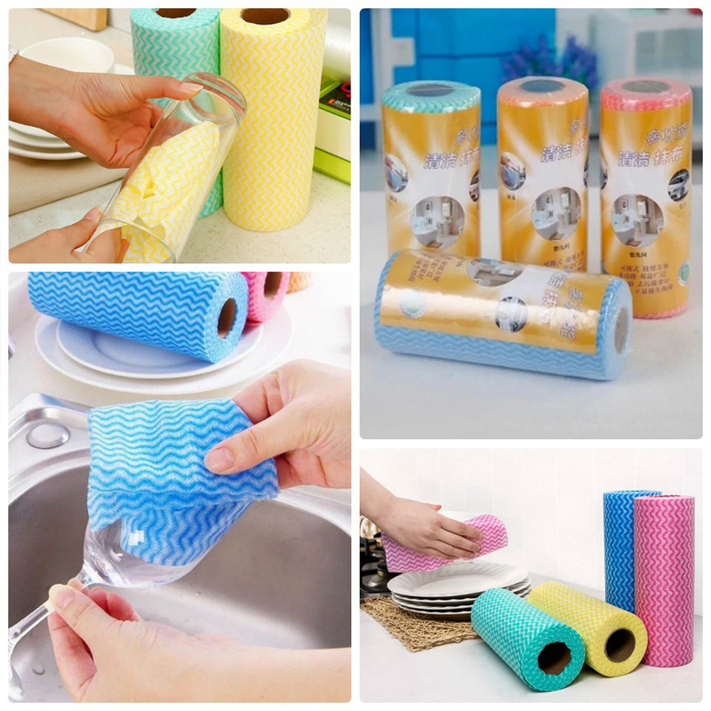 Cuộn khăn lau đa năng chùi bếp, chén dĩa, xe cuộn 50 miếng