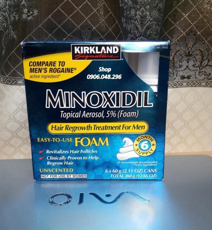 [ Expiry Date : 01 / 2023 ]  Minoxidil 5% KirKland Dạng Foam ( Dạng Bọt ) USA  Sản phẩm Mọc Tóc, mọc Râu .. từ Hoa Kỳ - 1 Hộp gồm 6 Chai ( mỗi Chai với 60 gam Thuoc mọc râu, mọc tóc  Minoxidil 5% Bọt ) .