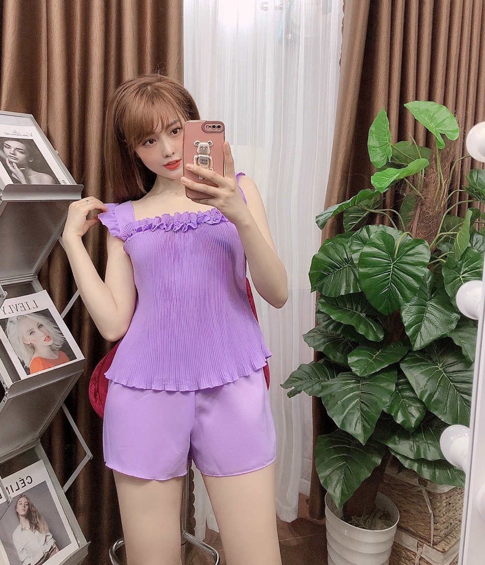 Đồ bộ mặc nhà kate lụa đùi dễ thương 476