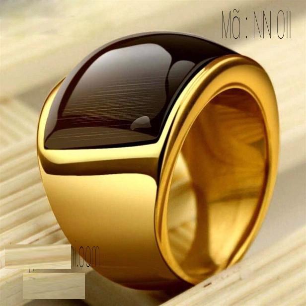 Nhẫn đá mắt hổ titan mạ vàng 24k