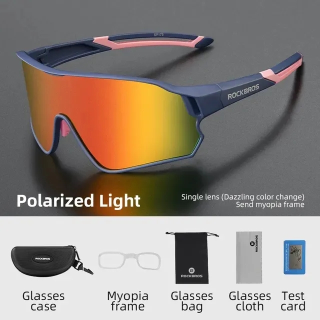 ROCKBROS Polarized Sunglasses for Men Full Rim Cycling Shades Wide Goggles Lightweight Eyewear Bicycle Accessories