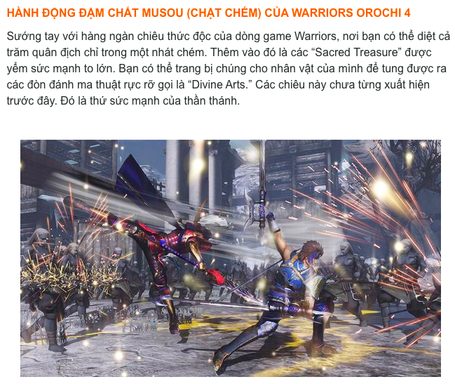 Warrior Orochi 4 Ps4 - Playstation 4 - Ps4 game (game ps4 2 người chơi)