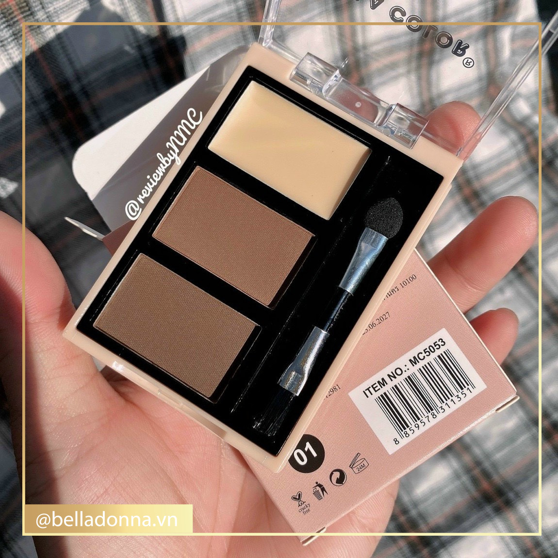 Bột kẻ mày 3 ô mila color primer eyebrow kit 3 colors 9g thái lan