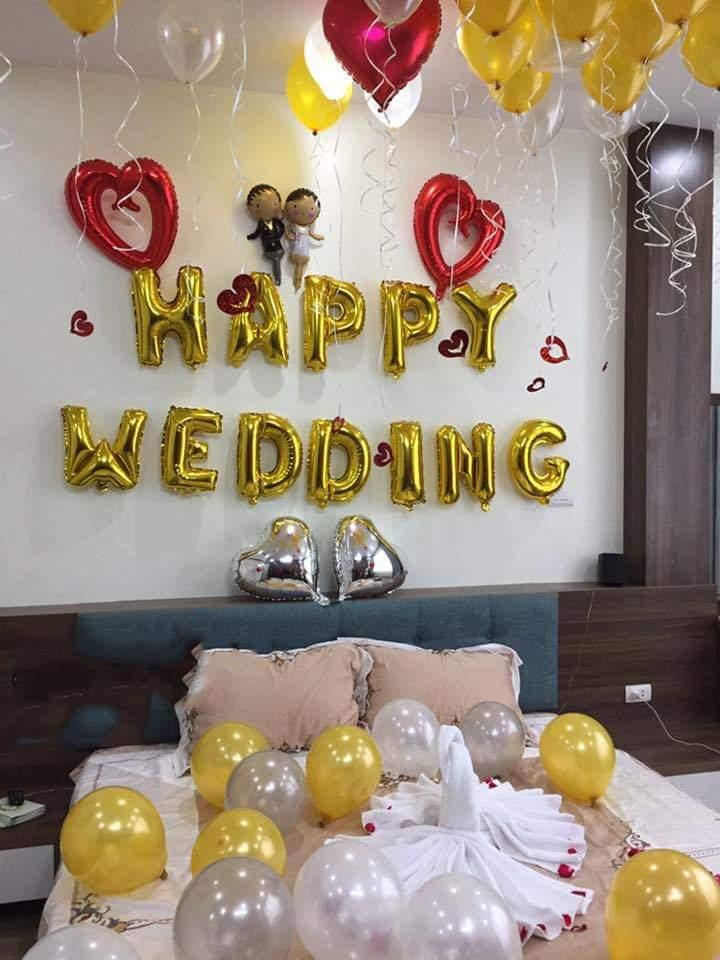 Set Bóng cưới tông vàng Trang Trí Phòng Cưới,Phòng Tân Hôn