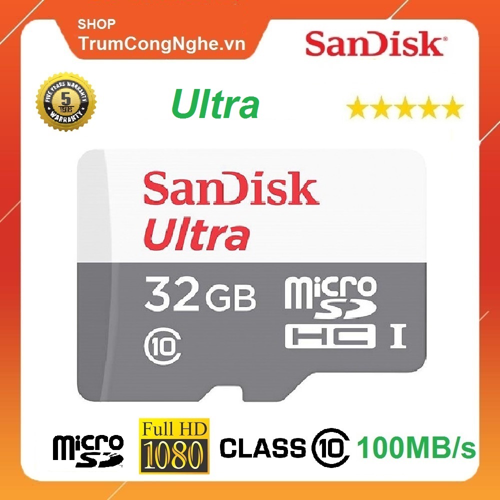 Thẻ nhớ MicroSDHC SanDisk Ultra Class10 32GB 100MB/s