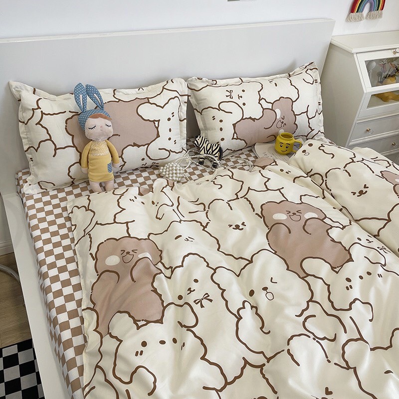 Chăn ga gối cotton poly - Mẫu gấu baby