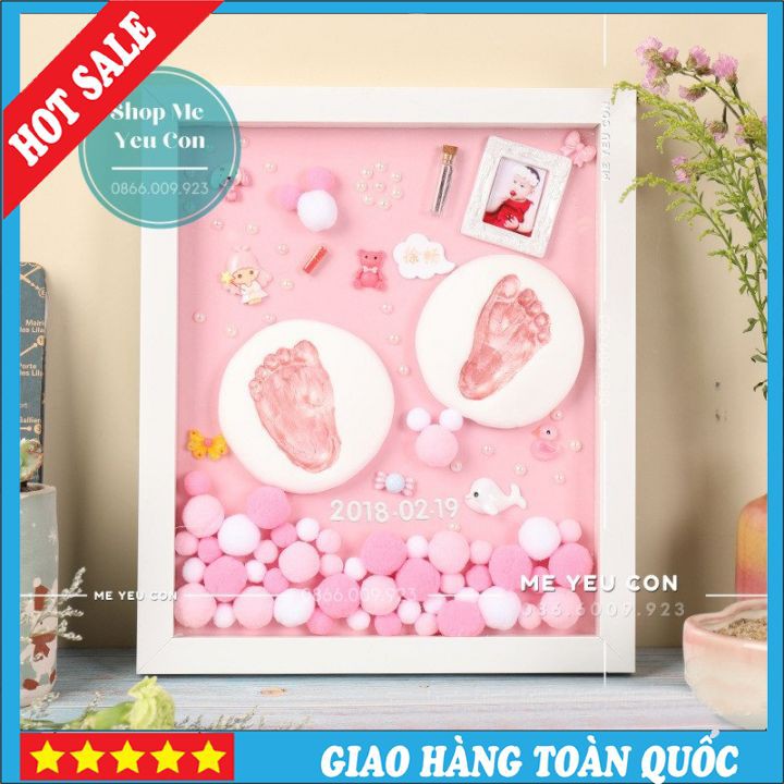 [Hàng Có Sẵn] Bộ Khung Ảnh In Dấu Tay Chân Cho Bé