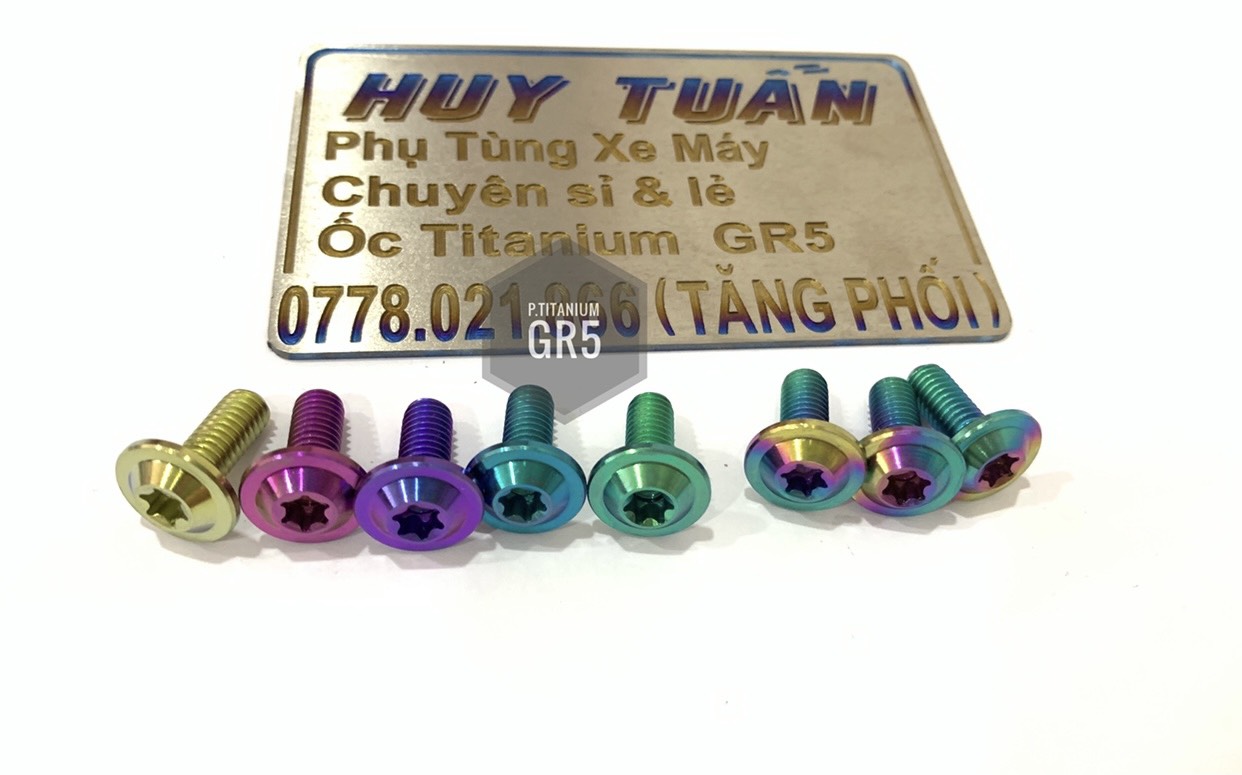 ( 5 con ) ốc đĩa trước Vario loại 5 ốc 6li15 d14 chất liệu Titan Gr5