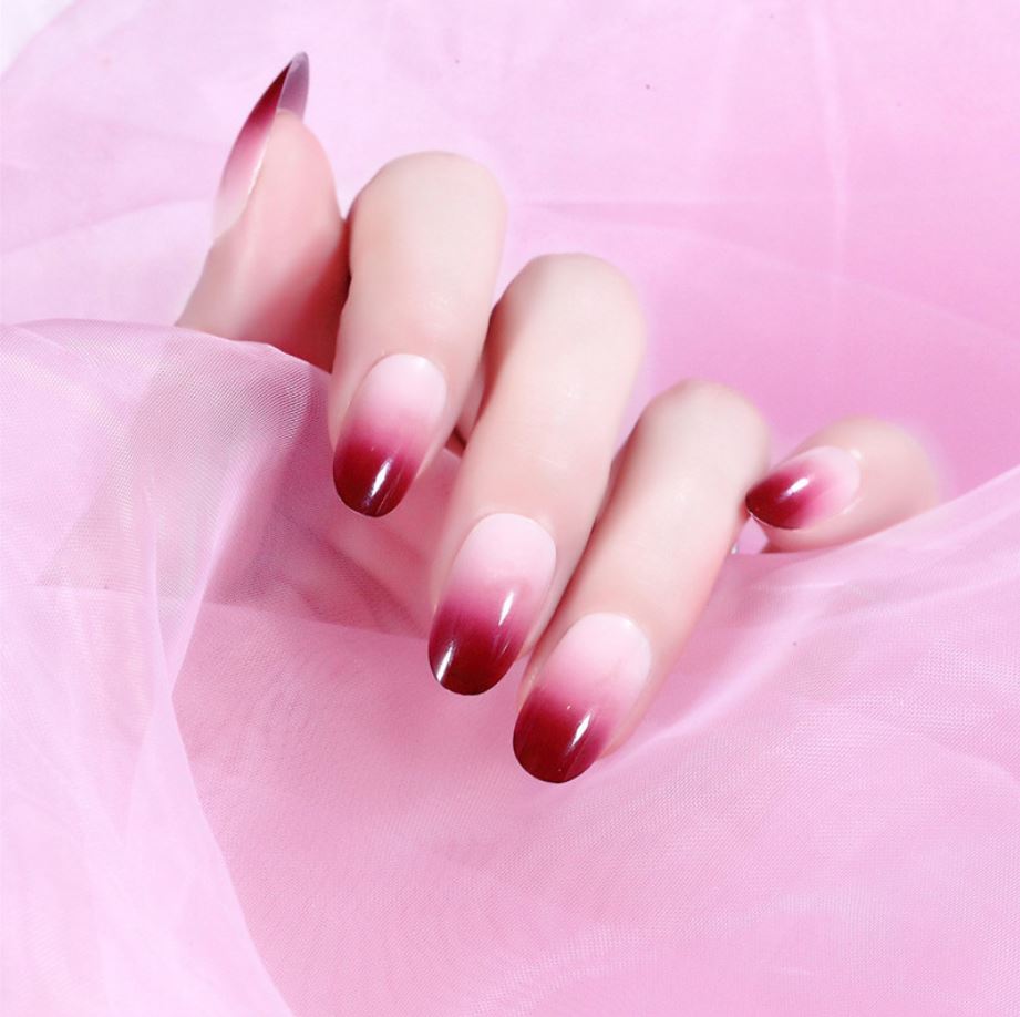 Bộ 24 móng tay giả ombre tím nho (kèm keo)