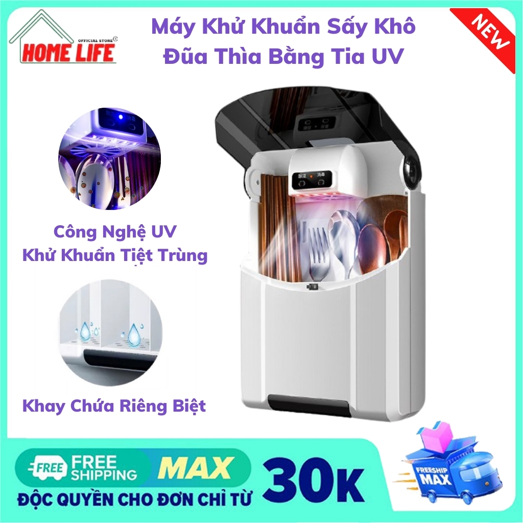 Máy Khử Khuẩn Sấy Khô Đũa Thìa Bằng Tia UV Cao Cấp 2021 Treo Tường Siêu Tiện Lợi Cổng Sạc USB An Toàn Cho Sức Khỏe Gia Đình