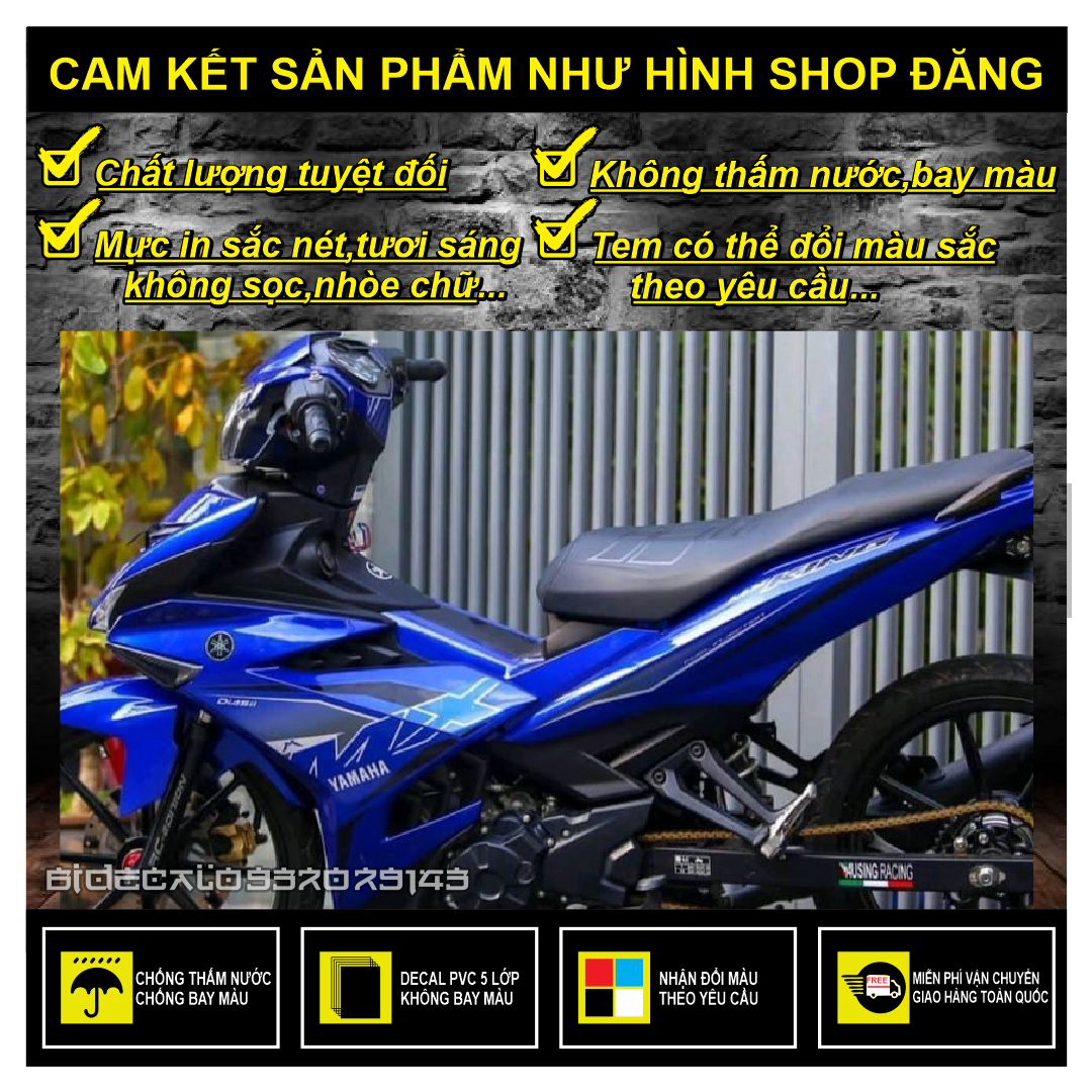 Tem rời exciter 150 mx king dán xe xanh decal pvc 5 lớp khống thâm nước