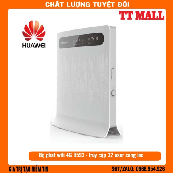 Bộ Phát Wifi 4G Cắm Điện Huawei B593, 3G/4G Tốc Độ Khủng 150Mbps Hỗ Trợ 32 Máy Kết Nối - Có 4 cổng mạng LAN- Kèm ăng ten