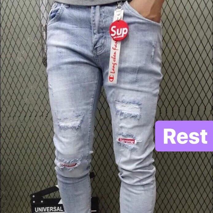 QUẦN JEAN NAM CHẤT BÒ XANH TRẮNG WASH MÀI XƯỚC SOÁI KA EV-2000 - EVEREST FASHION